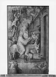 Life of Christ, Entry of Christ into Jerusalem, preparatory study of tapestry cartoon for the Church Saint-Merri in Paris, c.1585-90